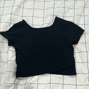 TNA Gray Crop Top Fitted Short Sleeve